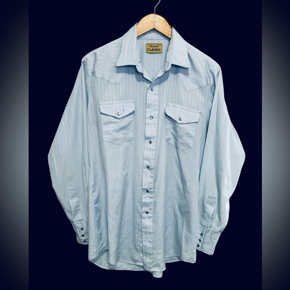Chute #1 Men’s Button Up Western Style Shirt Long Sleeves Pearl Snaps Large